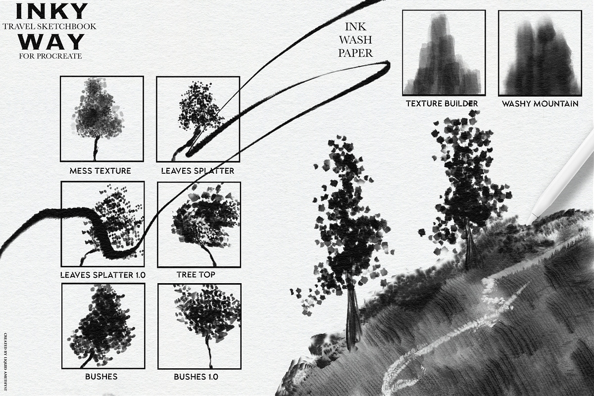 Inky Way Travel Procreate Sketchbook, a Brush Add-On by Liquid Amethyst Art (Photo 3 of 7)