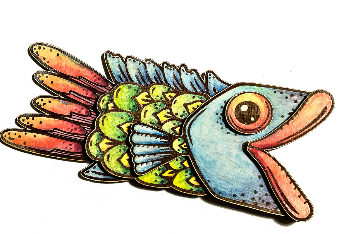 Fish Laser Cut Wooden Wall Art, an Animal Illustration by Bubert Art (Photo 5 of 8)