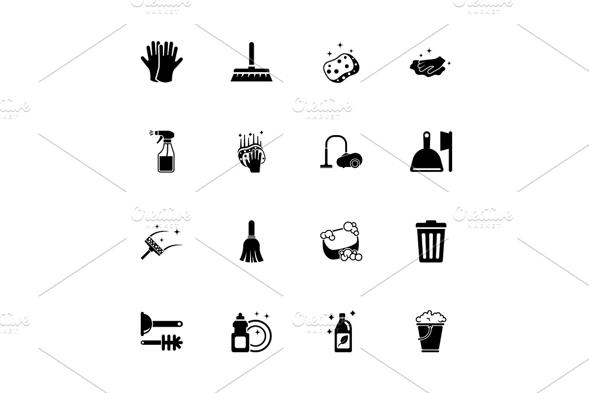 Cleaning - Flat Vector Icons, an Object Illustration by Artsaba Family