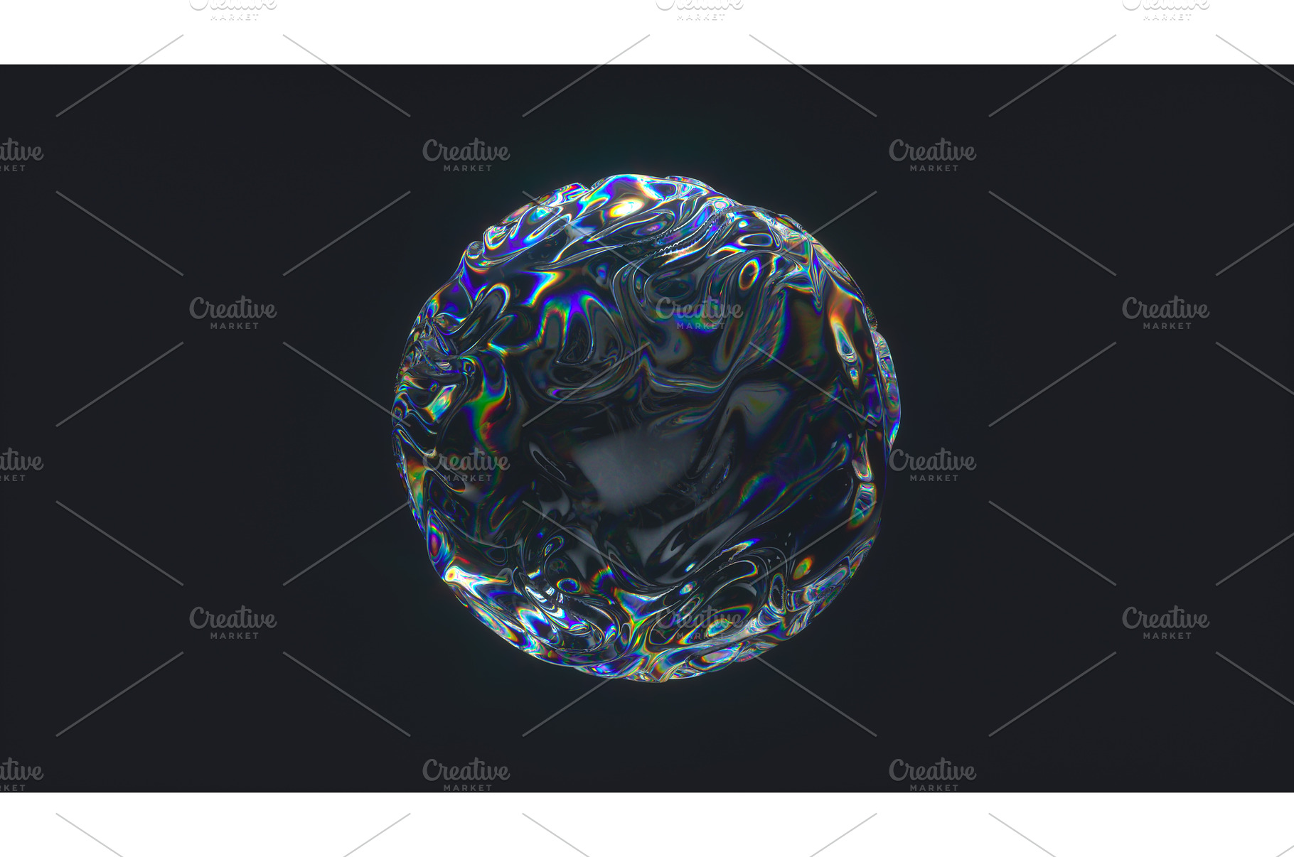 3D iridescent bubble on dark, an Abstract Photo by Liudmyla Matviiets