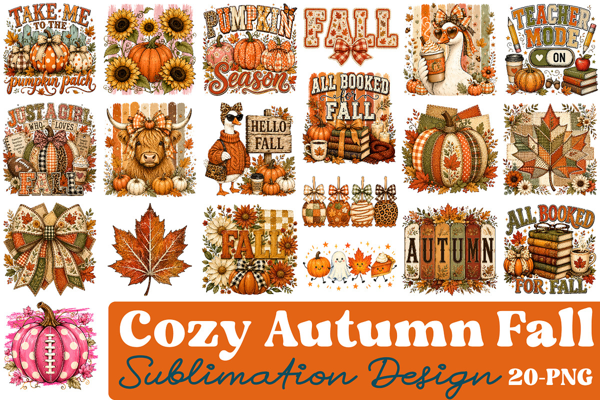 Cozy Autumn Fall Sublimation Bundle, a Seasonal Illustration by Libby Wishes (Photo 1 of 4)