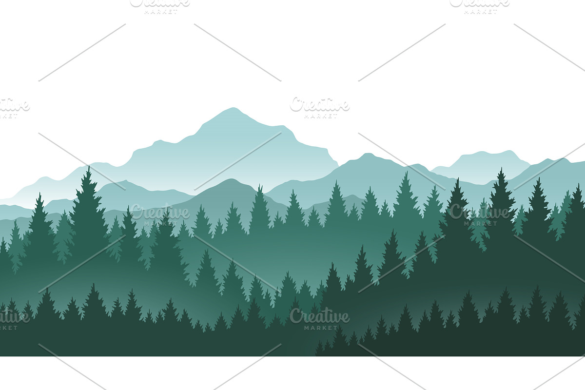 Foggy mountains landscape background, an Illustration by the8monkey