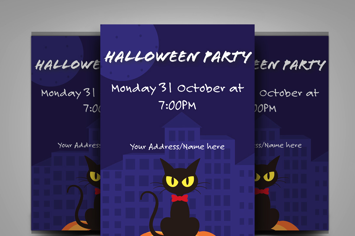 Simple Black Cat Halloween Flyer, a Flyer Template by GaiaaDesigns (Photo 1 of 2)