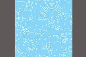 Big Set: Kawaii Unicorn Pattern