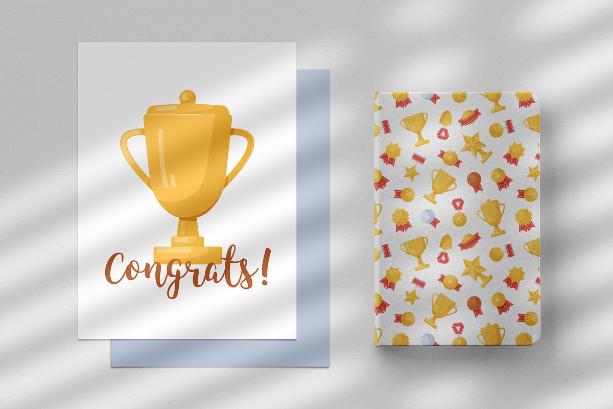 Cups and medals seamless patterns, a Pattern Graphic by Good Studio (Photo 4 of 6)