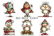 Whimsical Fluffy Christmas Birds, an Illustration by Craft Nest (Thumbnail 8 of 9)
