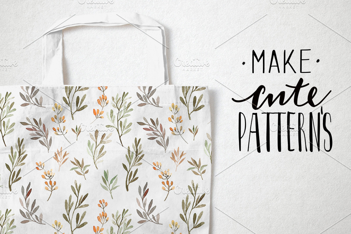 Watercolor autumn leaves and plants, a Decorative Illustration by mikka_kika (Photo 4 of 6)