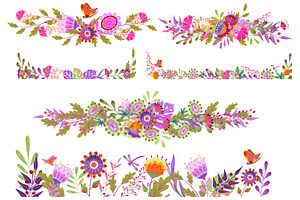 Spring Flowers, Cartoon Flat Flowers