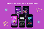 Neon Birthday Party Instagram Story, a Templates & Theme by TemplateCastleStore (Thumbnail 3 of 9)