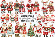 Mr & Mrs Santa Claus Christmas PNG, an Illustration by CraftArtStudio (Thumbnail 1 of 6)