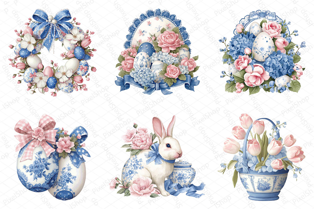 Easter Grandmillennial Clipart, an Illustration by DreamPrint404 (Photo 4 of 6)