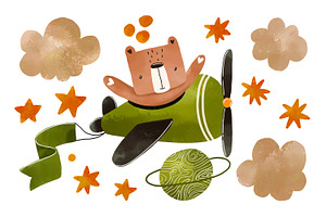 Happy Bear Fly on Plane, an Object Graphic by the_myro