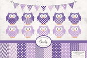 Purple Owl Clip Art Vectors & Papers, an Animal Illustration by Amanda Ilkov (Thumbnail 1 of 3)