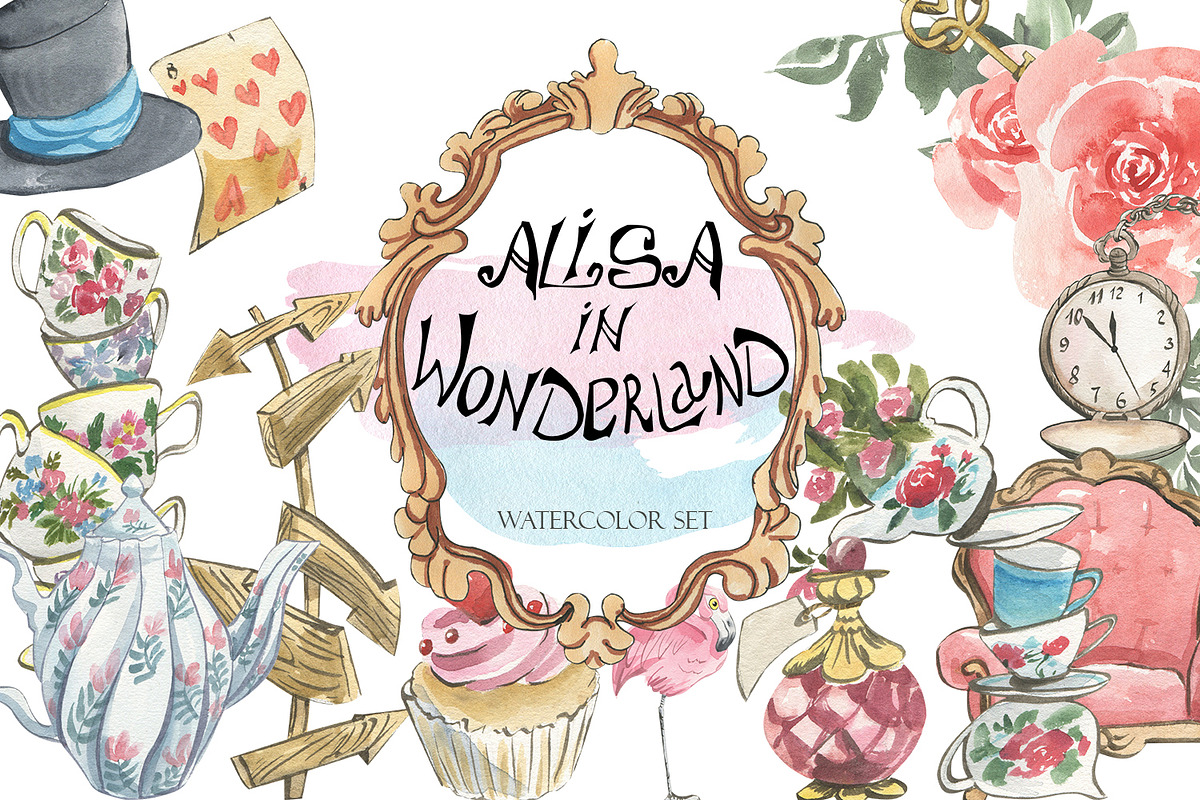 Watercolor Alice in Wonderland, an Illustration by Love Watercolor Store (Photo 1 of 14)