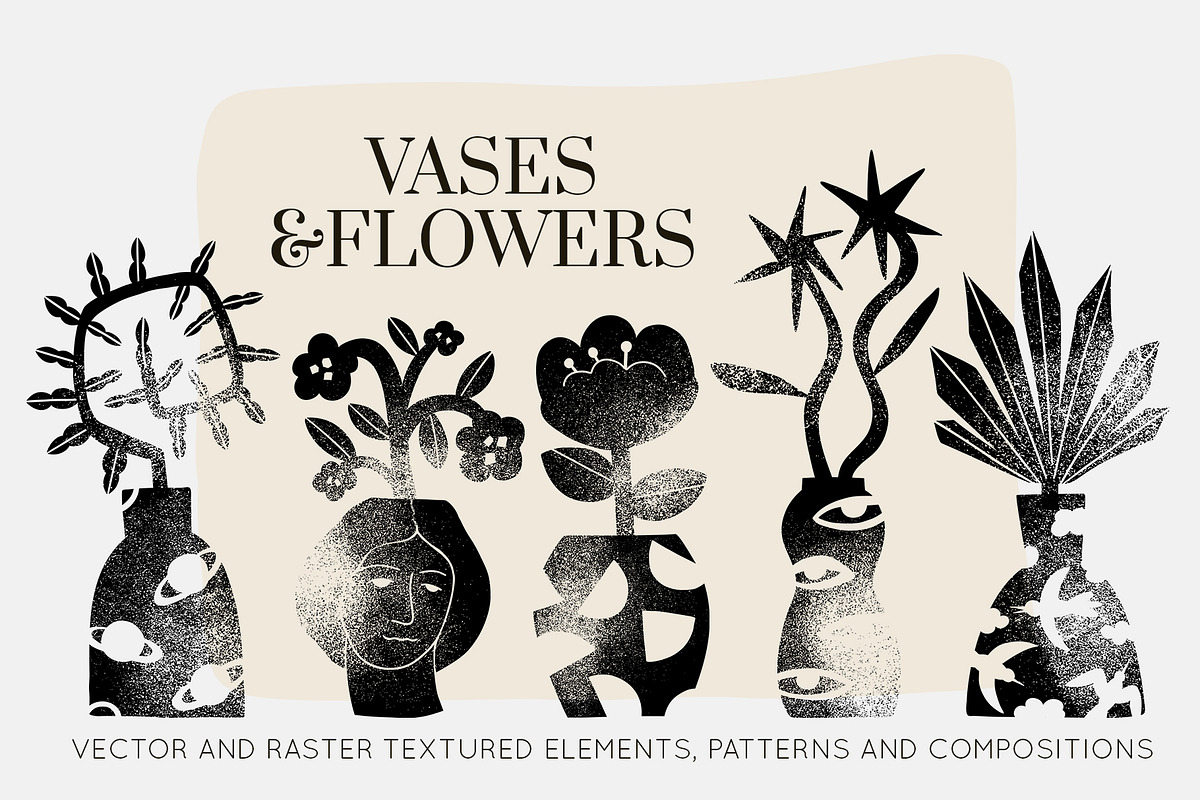 GRUNGE VASES&FLOWERS SILHOUETTES, an Object Graphic by Creativemaker (Photo 1 of 14)