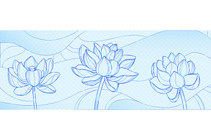 Lotus line art with three elegant, an Object Illustration by art PVP - market