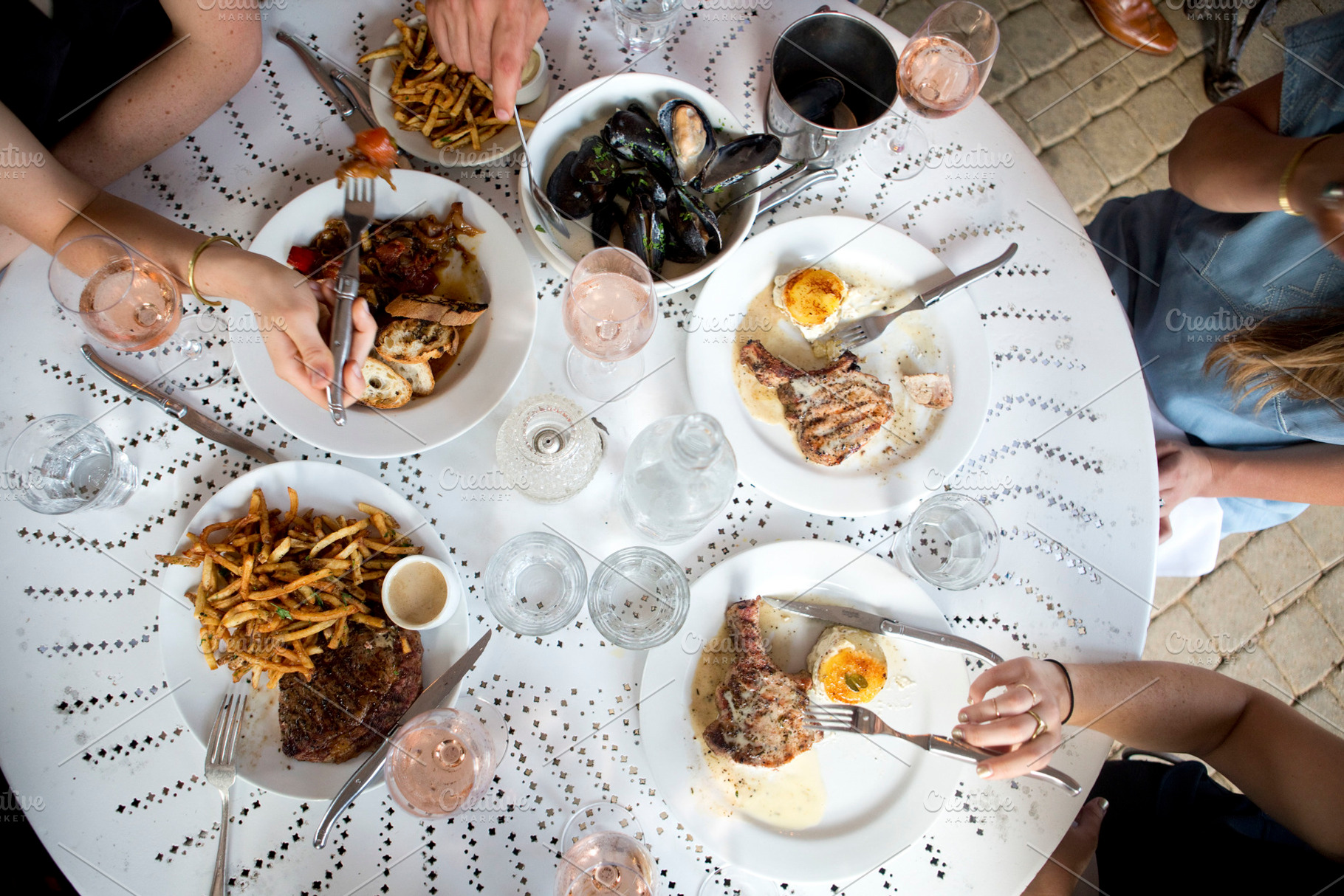Friends having French dinner outdoor, a Food & Drink Photo by Jessica Attie Photography