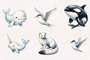 Watercolor Arctic Animals Clipart, a Seasonal Illustration by CreationArt (Thumbnail 2 of 7)