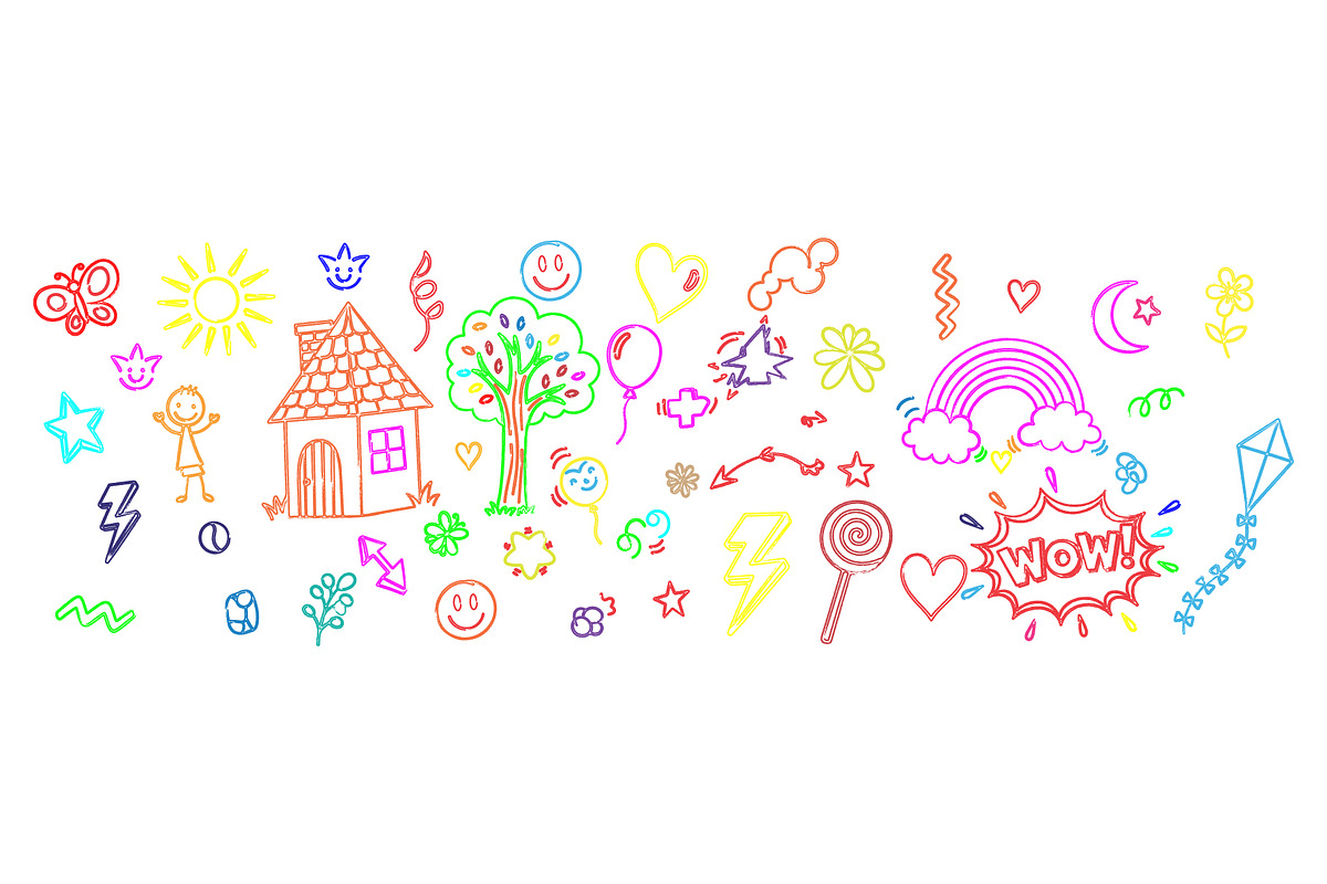 Hand Drawn Kids Doodle Art Vector, a Decorative Illustration by MkStudio