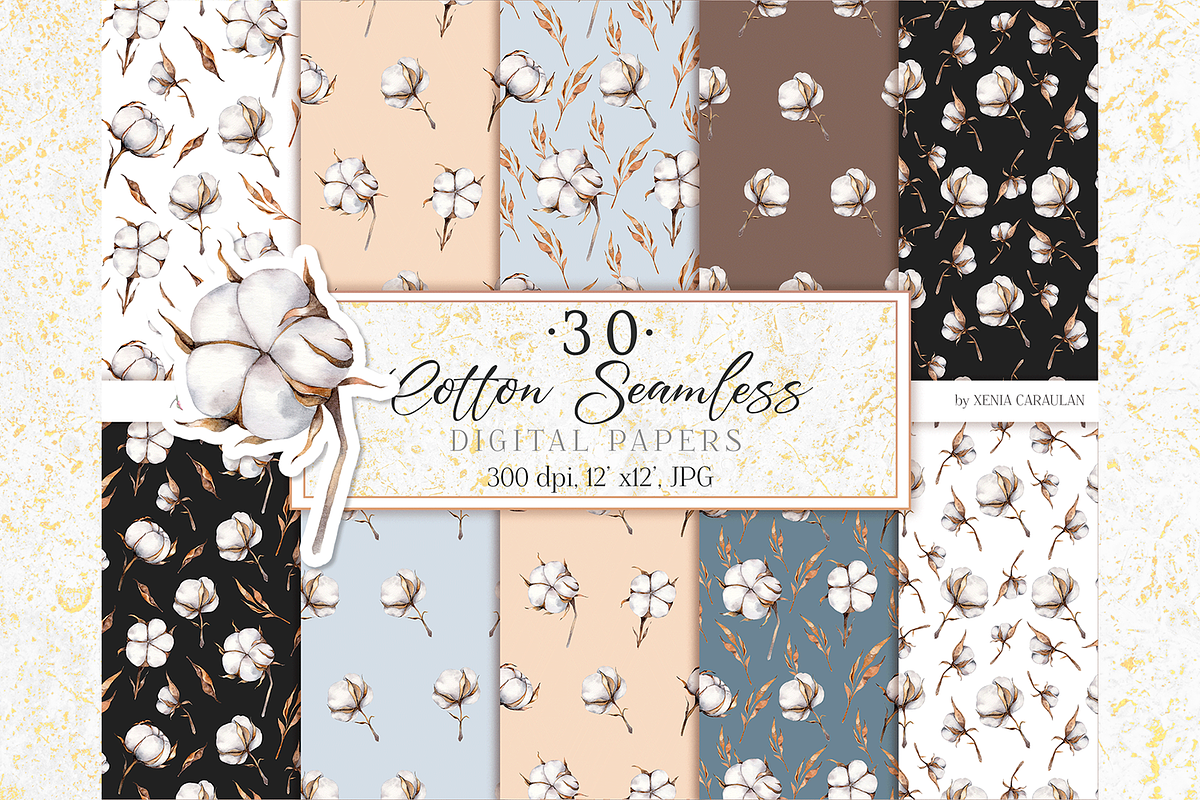 Cotton Watercolor Clipart, an Object Illustration by CaraulanStore (Photo 10 of 17)