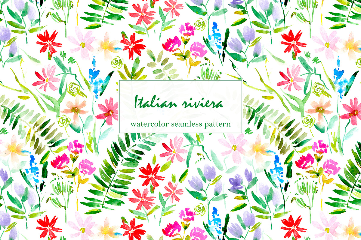 Italian riviera - floral seamless, a Pattern Graphic by Katerina Tova (Photo 1 of 14)