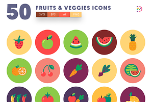 50 Fruits & Vegetable Icons