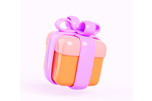 3d Render Icon Of Colorful Gift Box