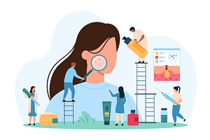 Diagnosis & treatment acne skin, a Person Illustration by Flashvector