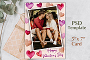 Watercolor Valentine Photo Card PSD, a Card Template by PSD templates and Photos (Thumbnail 1 of 4)