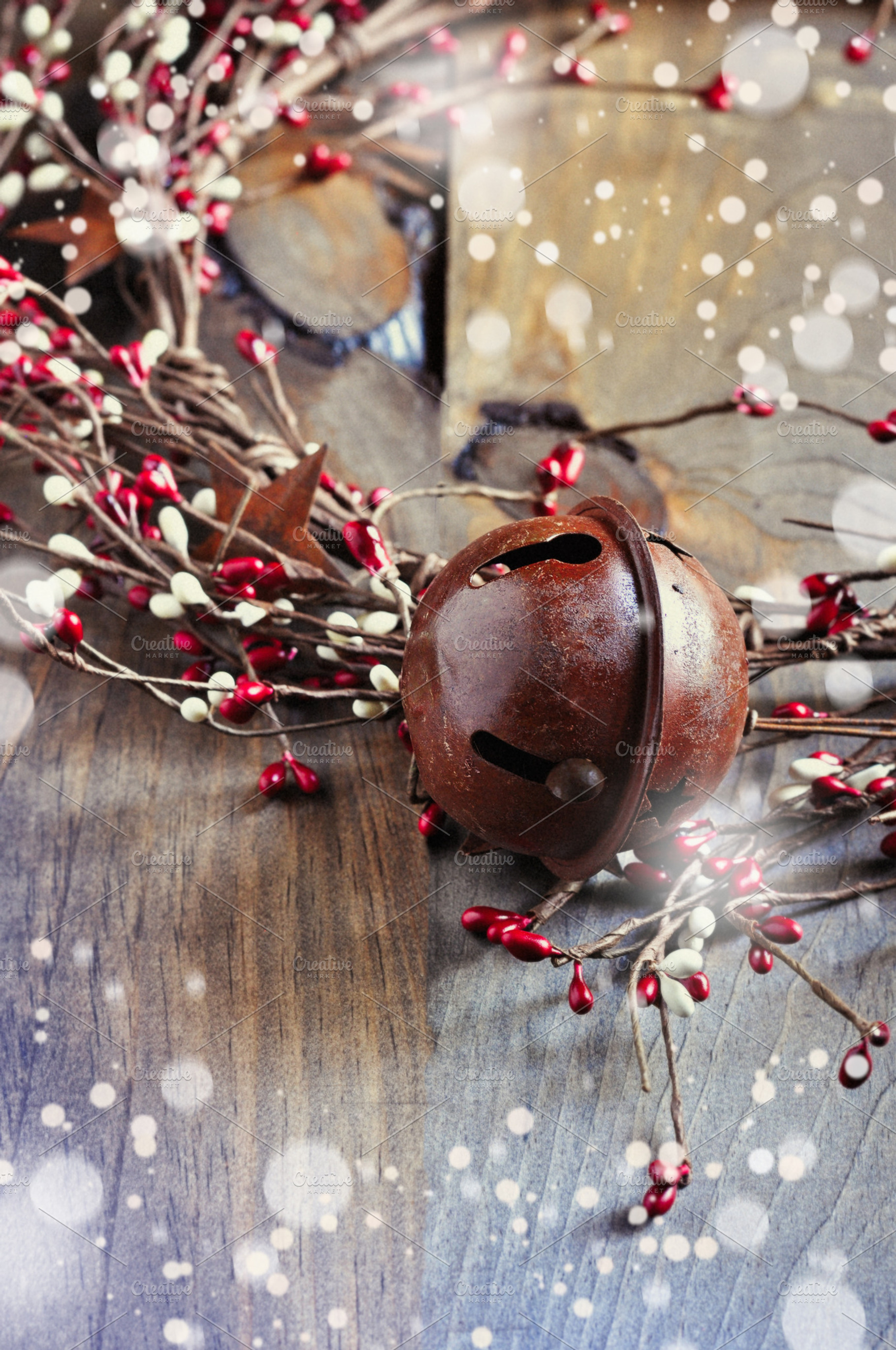 Christmas wreath stock photo containing background and wreath, a Holiday Photo by RosyMaple