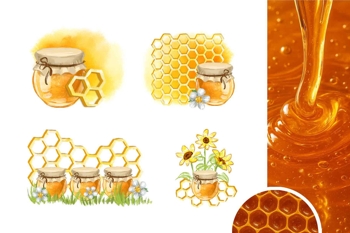Honey Bee & Wildflowers graphics set, an Illustration by PinskaDrawCute (Photo 14 of 14)