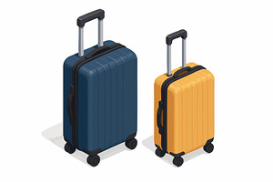 Rolling Travel Suitcases vector, an Object Illustration by AlexArt