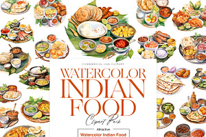 Watercolor Indian Food Clipart, Dish, a Food Illustration by BrushstrokeArtGB