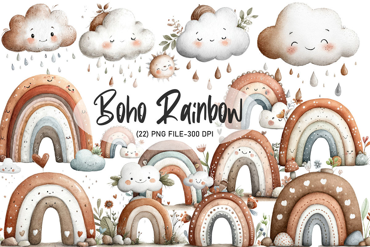 Boho Rainbow clipart, an Illustration by Designworld (Photo 1 of 5)