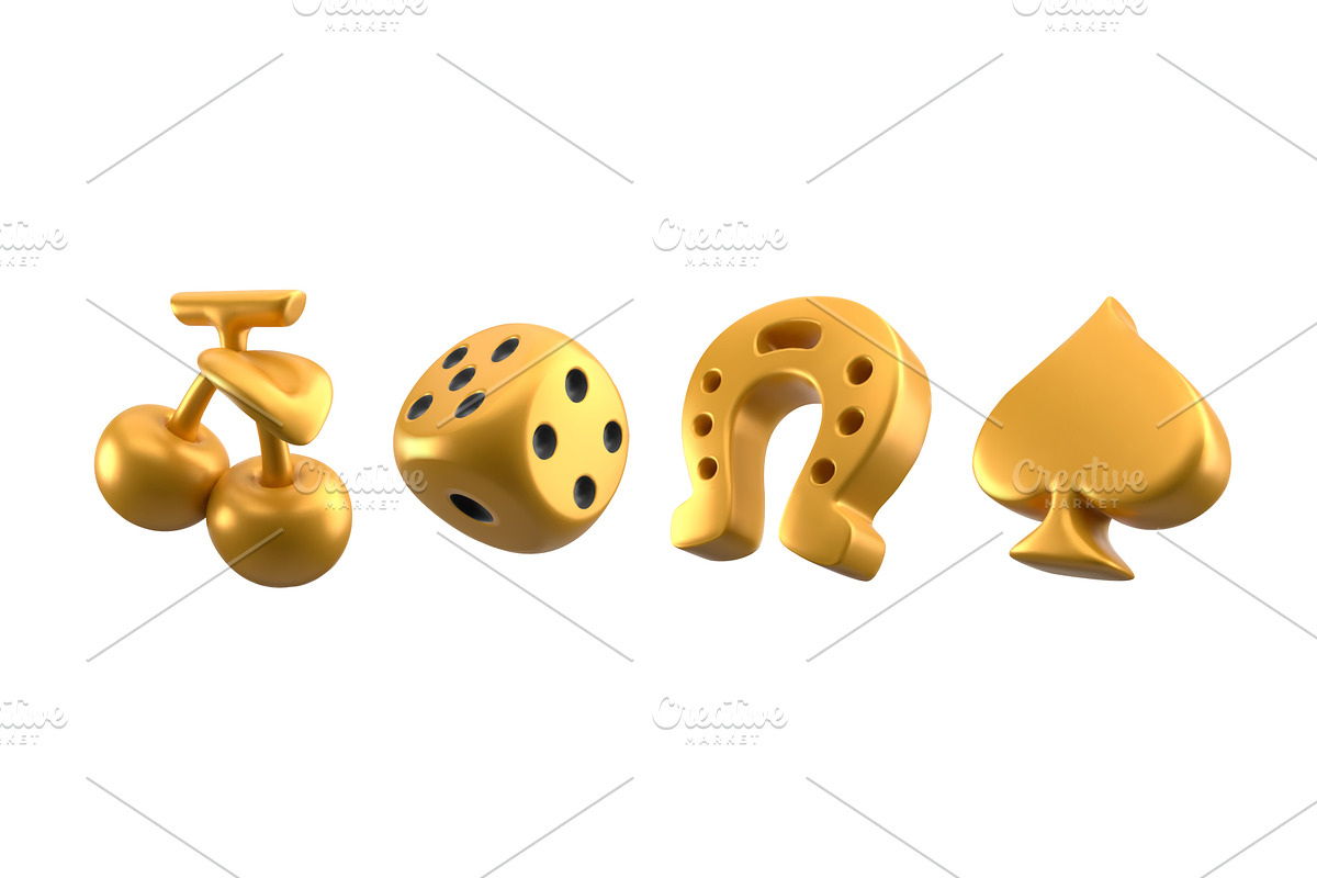 3D casino golden icon set, an Object Illustration by art PVP - market