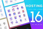 Hosting | 16 Thin Line Icons Set, an Outline Icon by Alex Blogoodf (Thumbnail 1 of 11)