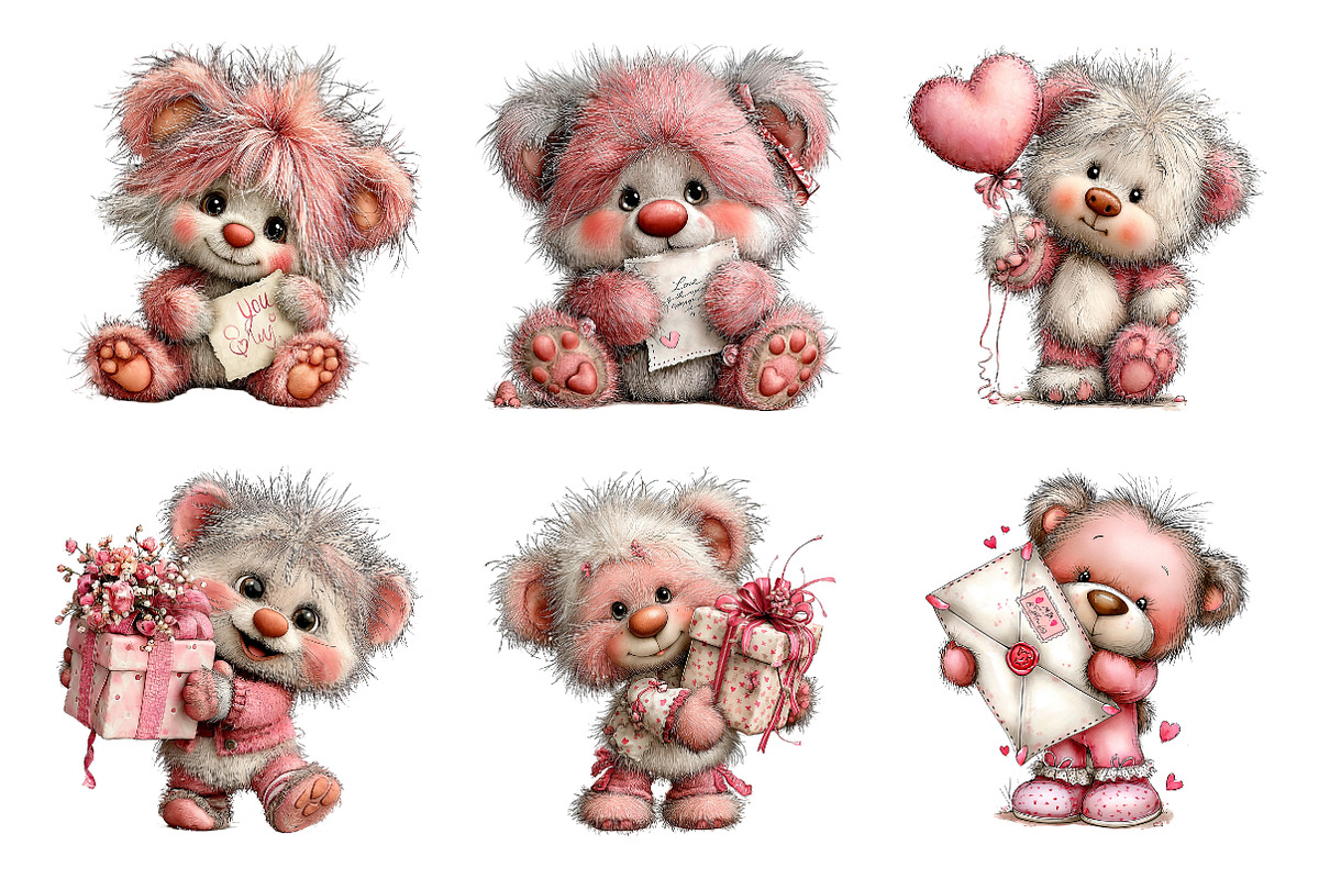 Teddy bear valentines day clipart, an Illustration by SinaCreation (Photo 6 of 11)