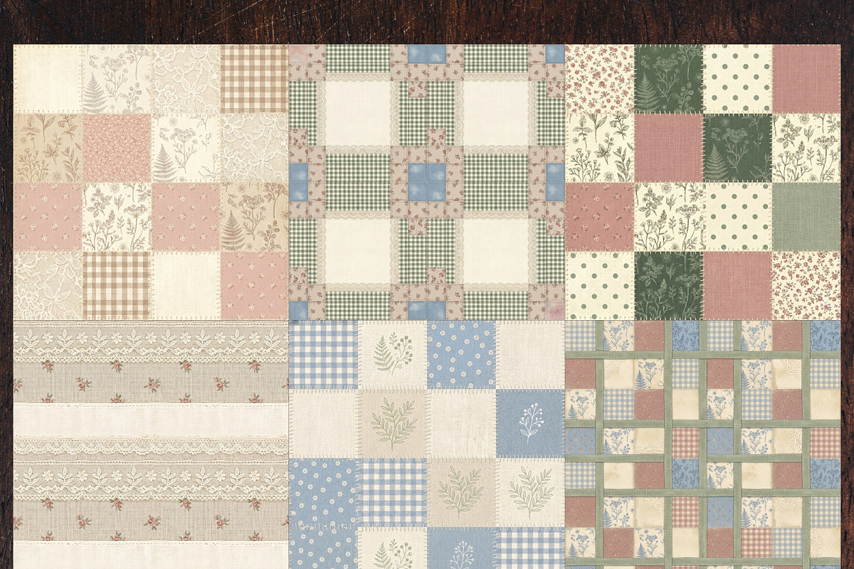 Vintage Cottage Quilt Digital Paper, a Pattern Graphic by LA Design (Photo 2 of 10)