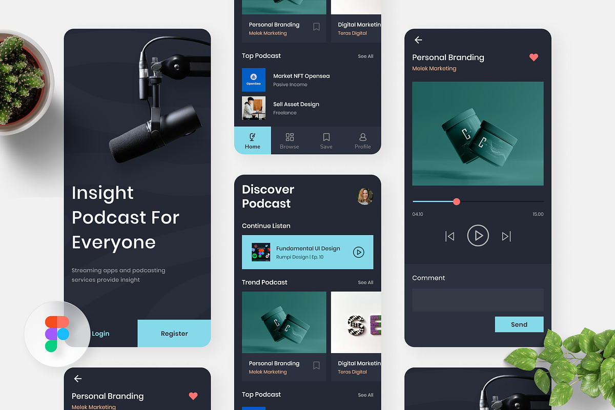 Eshitish - Podcast App Design, an UI Kit Template by Panen Creative (Photo 1 of 3)