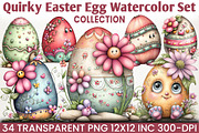 Quirky Easter Egg Watercolor Clipart, an Illustration by RobertsArt (Thumbnail 1 of 5)