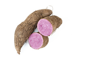 Yam tuber on a white background featuring yam, vegetable, and food