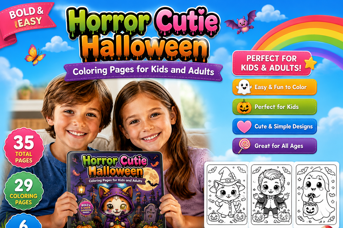 Horror Cutie Halloween Coloring Book, a Seasonal Illustration by Design Home (Photo 4 of 5)