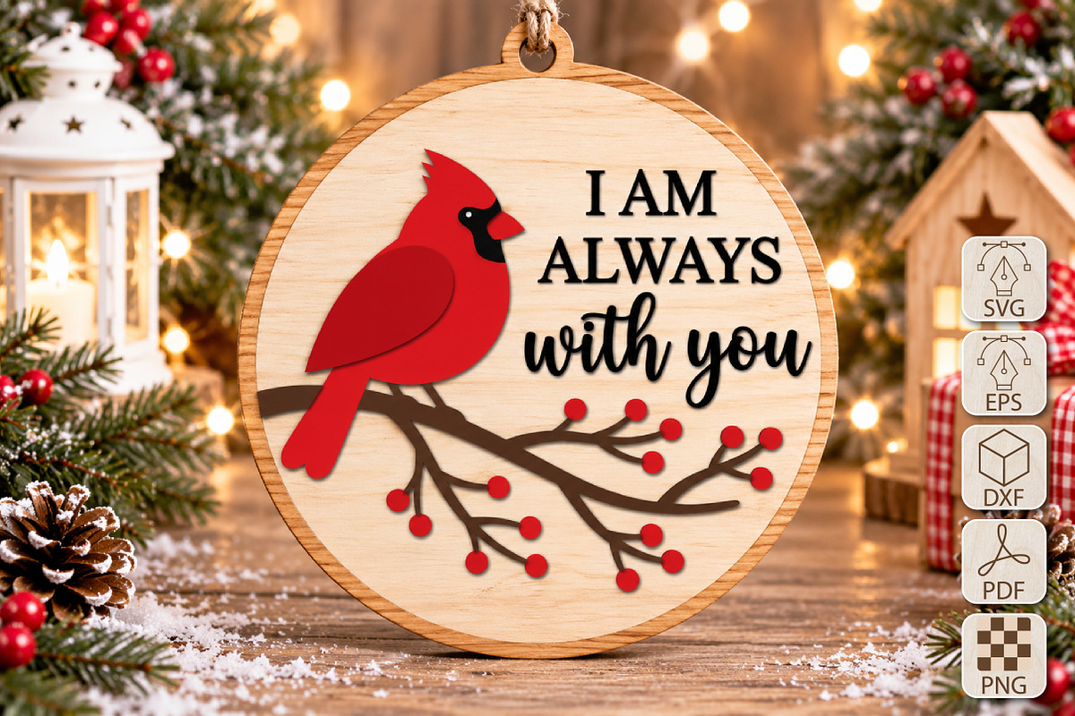 Red Cardinal Christmas Laser Cut SVG, a Seasonal Illustration by Canvas Craft (Photo 1 of 6)