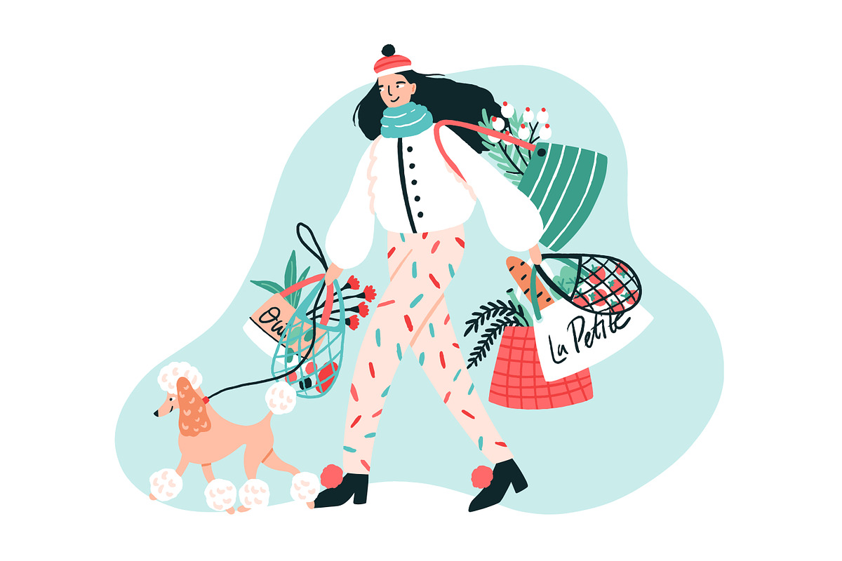Girl walking with dog, a Person Illustration by Good Studio (Photo 1 of 3)