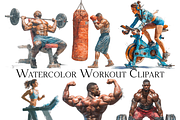 Watercolor Workout Clipart, an Object Graphic by ArtisticTimberStudio (Thumbnail 1 of 2)