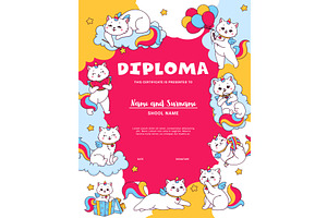 Kids Diploma With Caticorn Cats