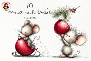 Christmas Mouse Bauble PNG