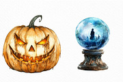 Watercolor Creepy Halloween Clipart, an Illustration by Craft Nest (Thumbnail 5 of 6)
