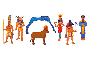 Ancient Egypt cartoon gods, a Person Illustration by Vector Tradition