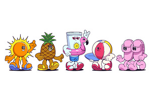 Retro summer beach cartoon, an Illustration by art PVP - market